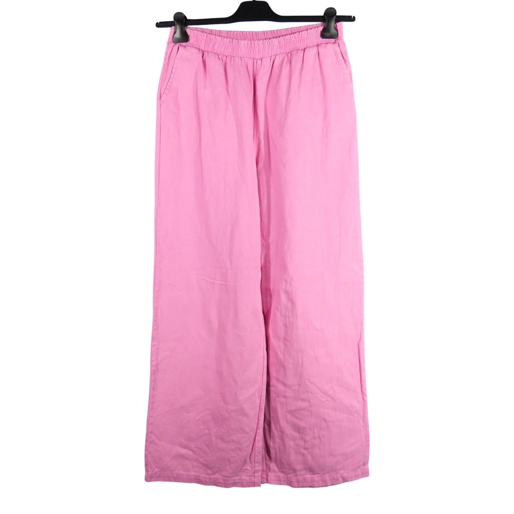 DOUBLE ZERO Buckle PINK DENIM WIDE LEG JEANS Pull-On Baggy Slouchy High Rise L